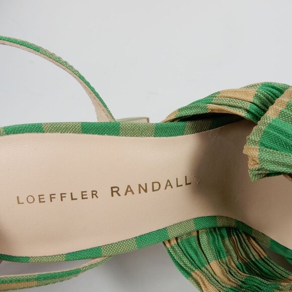 Loeffler Randall Natalia Bow Platform Heel SANDALS Size 5 Green Gingham NEW $450 - Picture 16 of 16